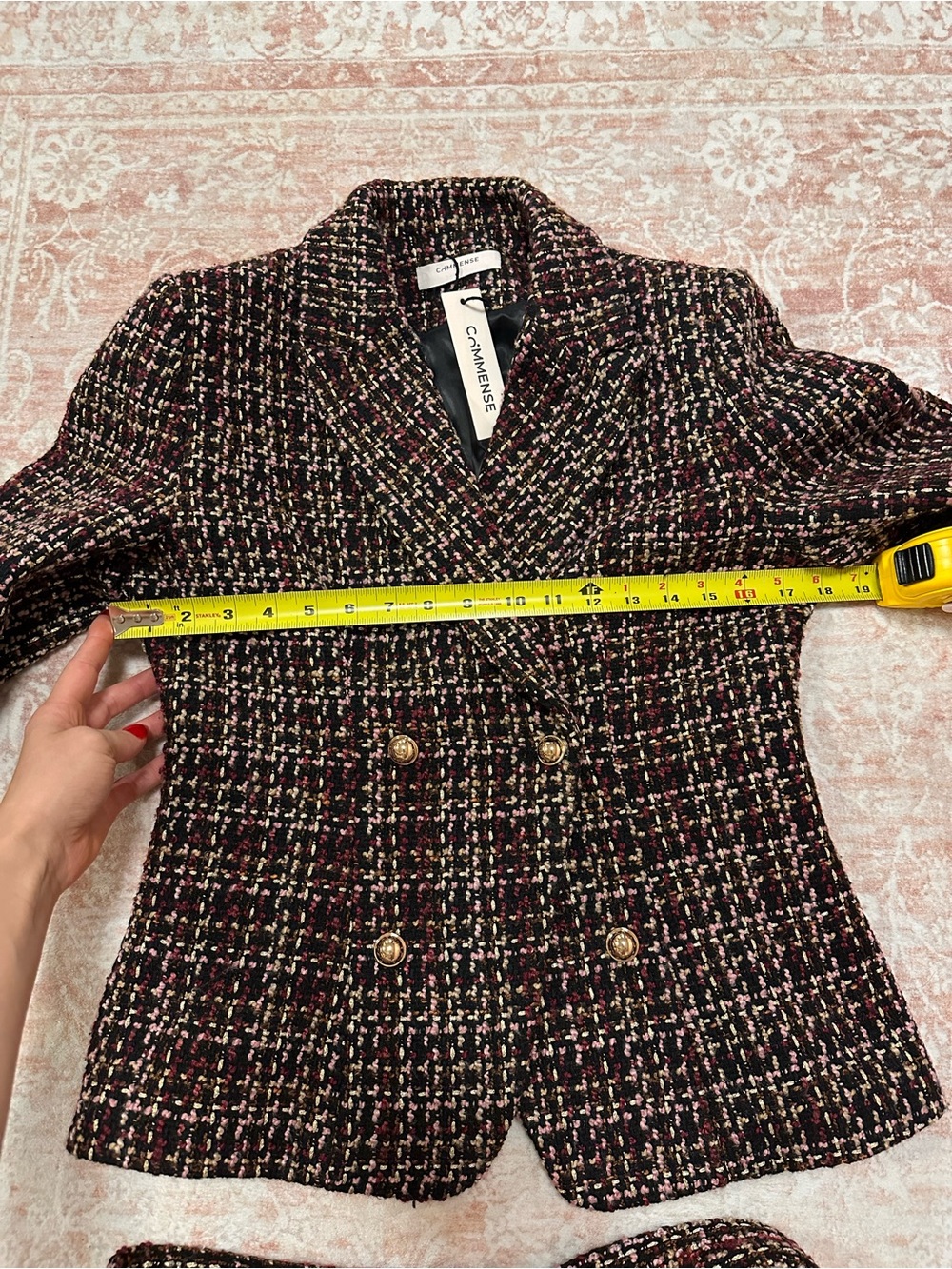 NWT 🥀 Commense Tweed Belted Double Breasted Jacket - Picture 11 of 15